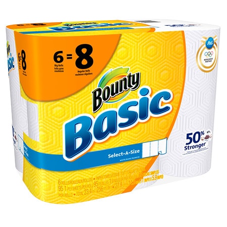 UPC 037000929819 product image for Bounty Basic Select A Size Paper Towels 6 Big Rolls | upcitemdb.com