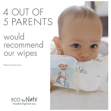 12 Packs of 56 Eco by Naty Thick Baby Wipes for Sensitive Skin Biodegradable and Compostable Unscented Hypoallergenic 672 Wipes 