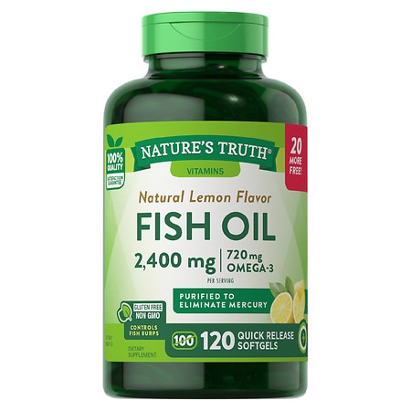 Fish Oil Omega 3 1200 mg | 120 Liquid Softgels | Burpless Lemon Flavor Pills | Non-GMO  Gluten Free Supplement | By Nature s Truth