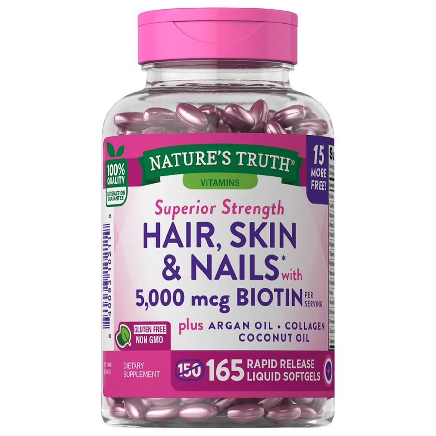 Natures Truth Superior Strength Hair Skin And Nails With 5000mcg Biotin Walgreens 2521