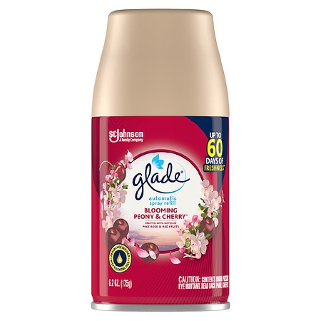 Glade Automatic Spray Refill 1 CT  Blooming Peony & Cherry  6.2 OZ. Total  Air Freshener Infused with Essential Oils