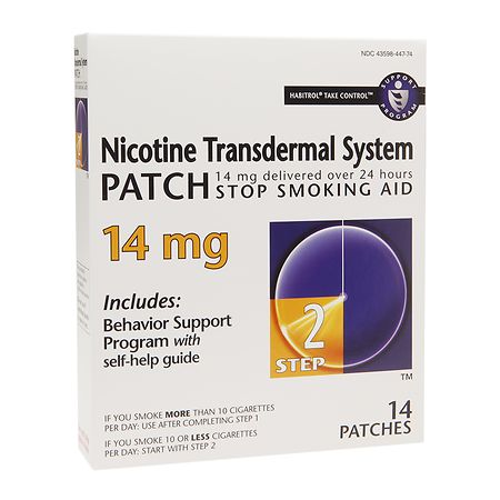 Amazon.com: Rite Aid Nicotine Transdermal System Patch, Step 2, 14mg - 14  ct, Nicotine Patches Step 2 - Quit Smoking, Quit Smoking Aid - Nicotine  Patch - Bonus Behavioral Support Program Information Included : Health &  Household