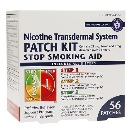 Habitrol Nicotine Transdermal System Stop Smoking Aid Patch Kit Steps 1,2,3 - 56 ea