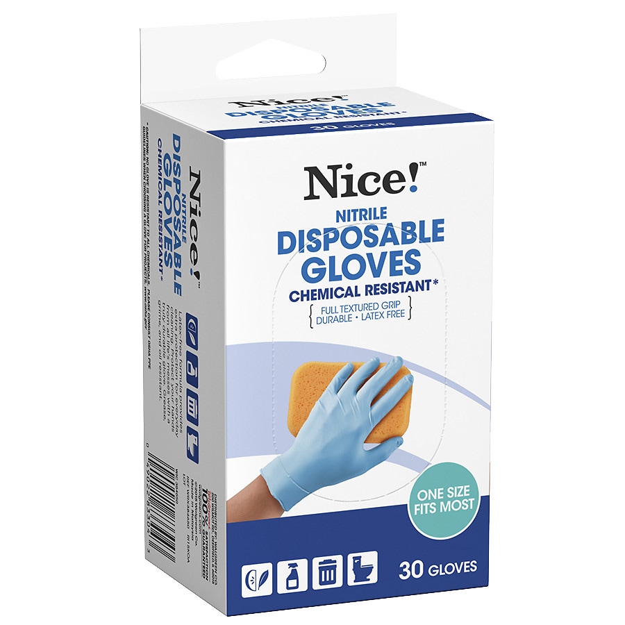  Nice! Disposable Nitrile Gloves One Size Fits Most Blue 