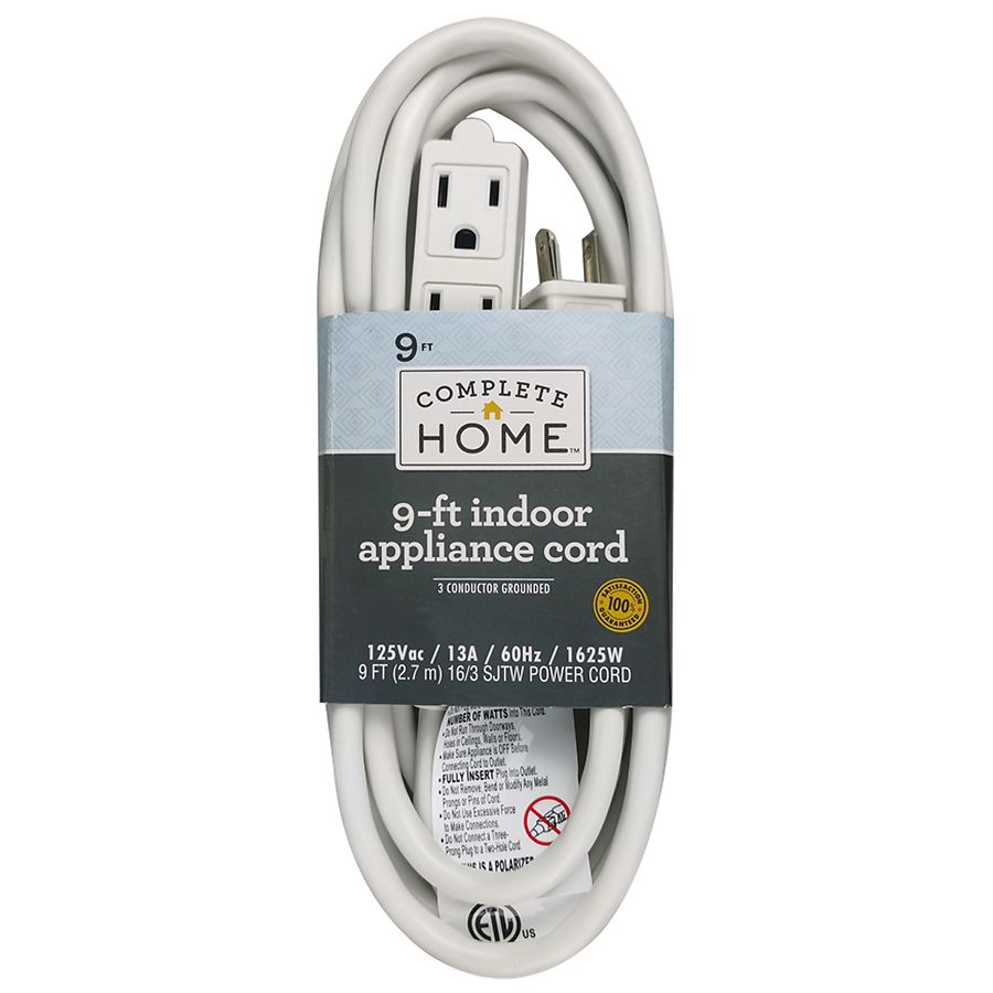 Complete Home Appliance Cord 9 Ft White, Flat Extension Cord Under Rug Australia