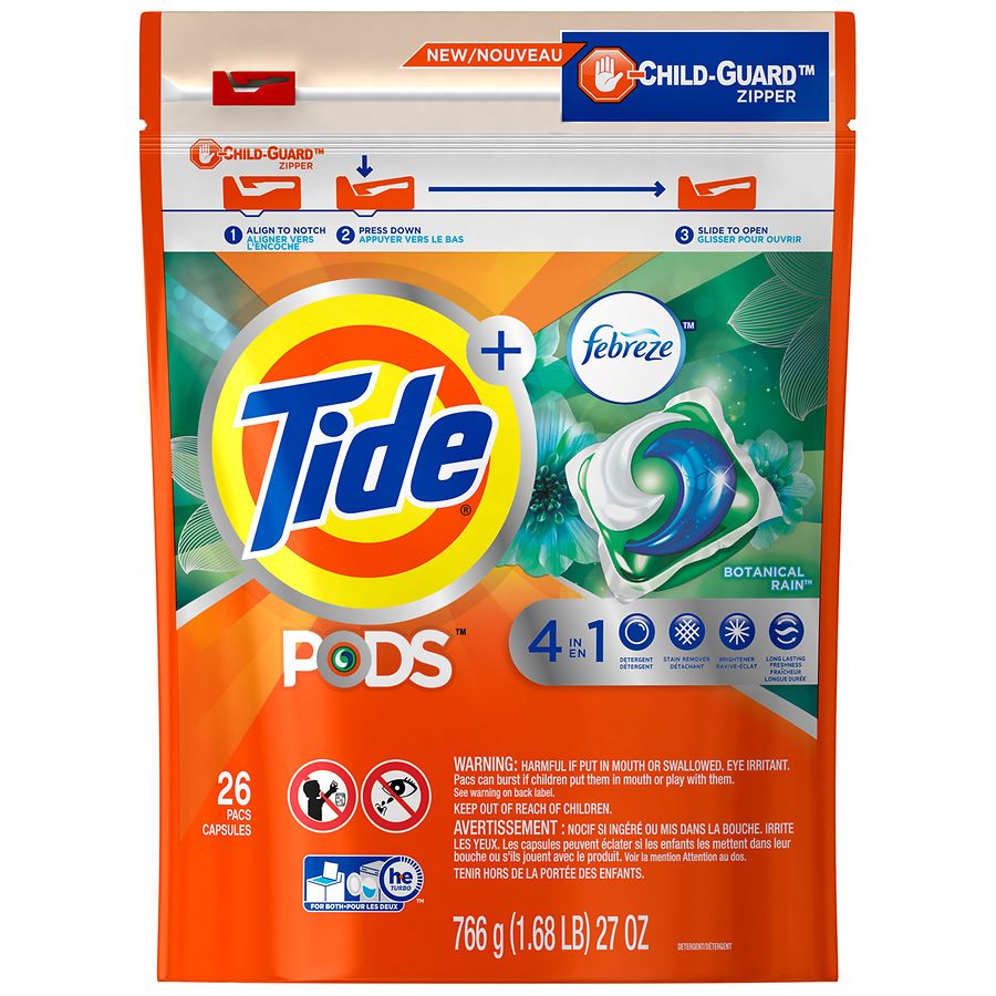 Tide PODS Plus Febreze Laundry Detergent Pacs Botanical Rain ...
