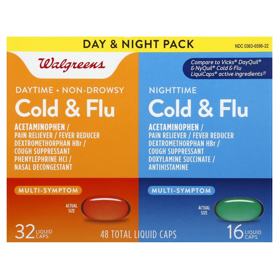  Walgreens Cold & Flu Day & Night Combo Liquid Caps 