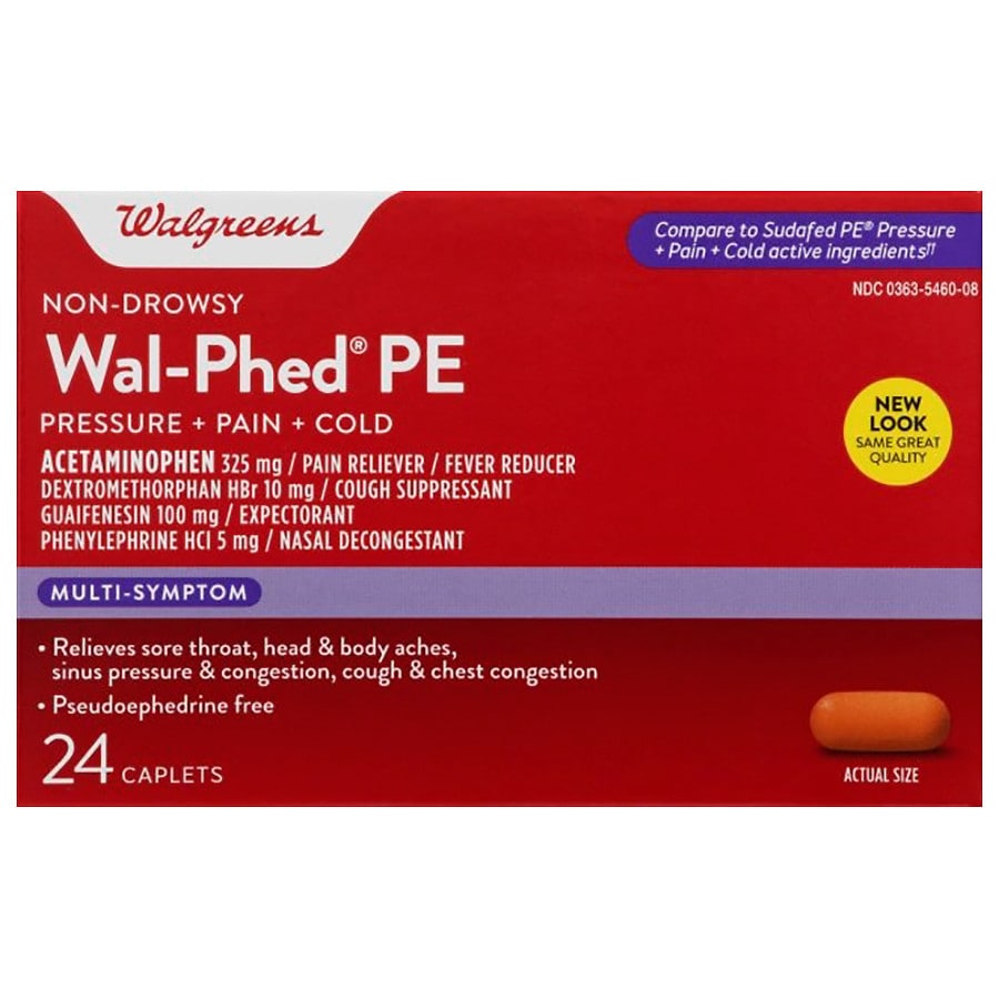  Walgreens Wal-Phed PE Pressure/Pain/Cold Caplets 