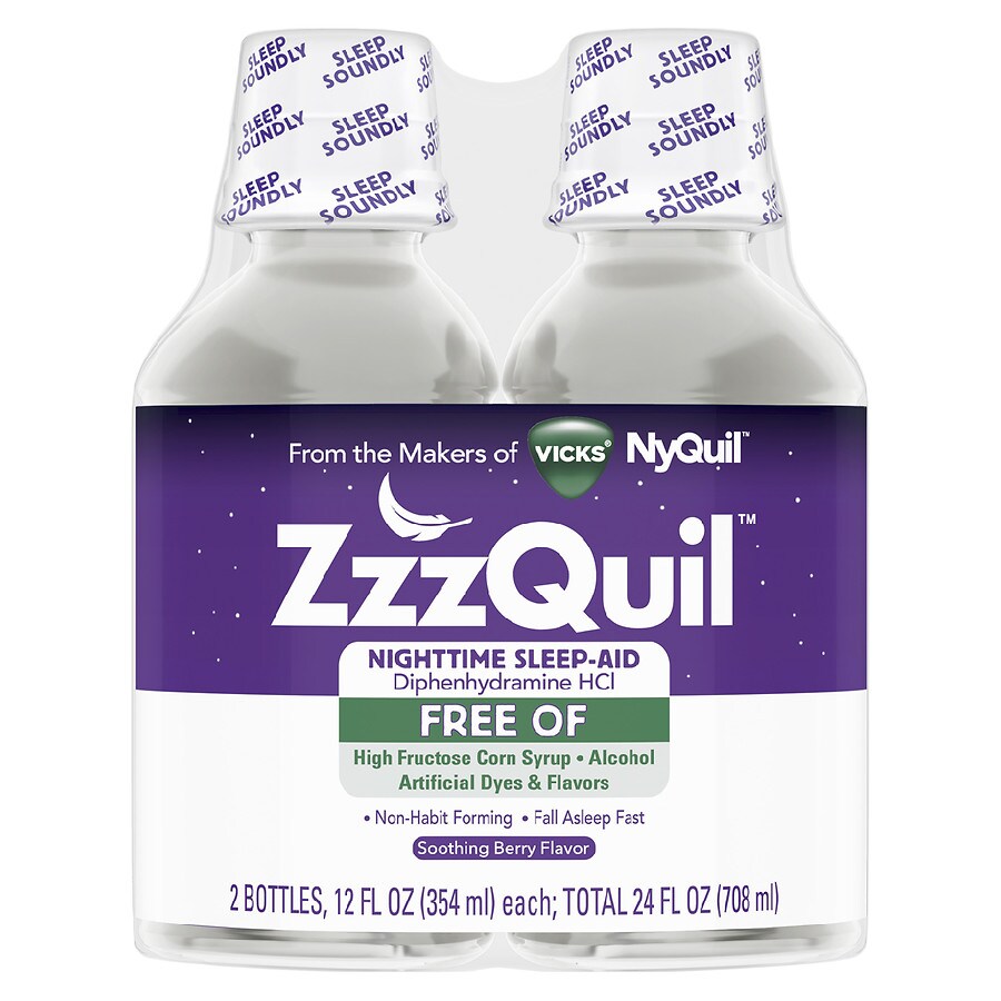 ZzzQuil Nighttime Sleep Aid, Alcohol Free Liquid Soothing Berry