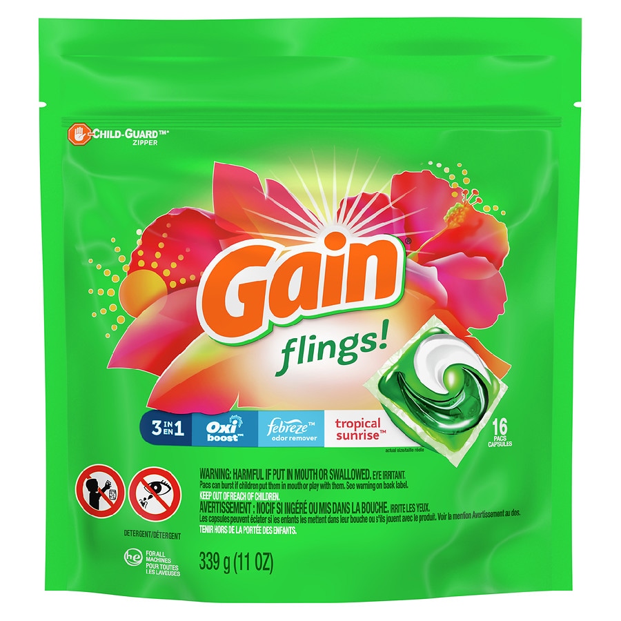 Gain Flings Liquid Laundry Detergent, Tropical Sunrise Scent Tropical Sunrise