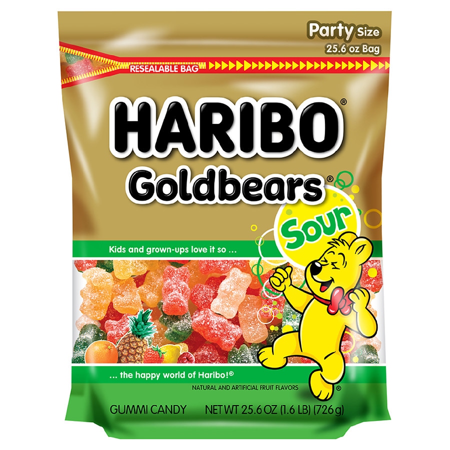 Haribo Sour Gold Bear Candy Stand Up Bag