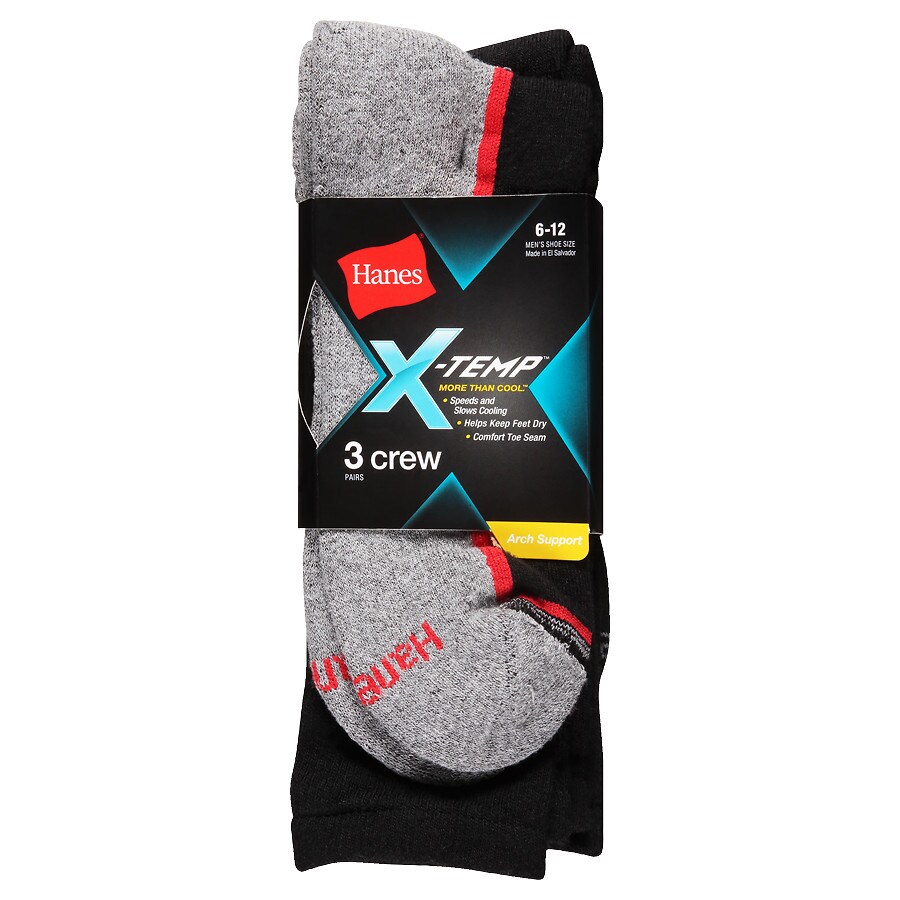  Hanes Men's X-Temp Crew Socks 