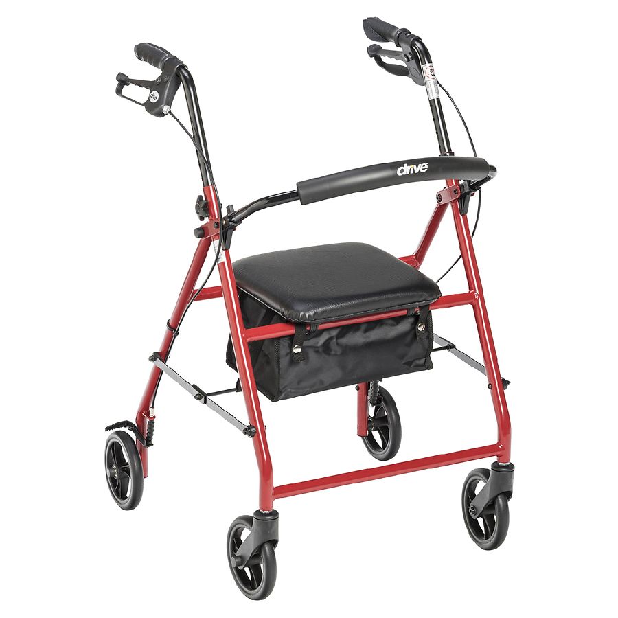 Drive Medical Rollator Rolling Walker with 6 Inch Wheels, Red