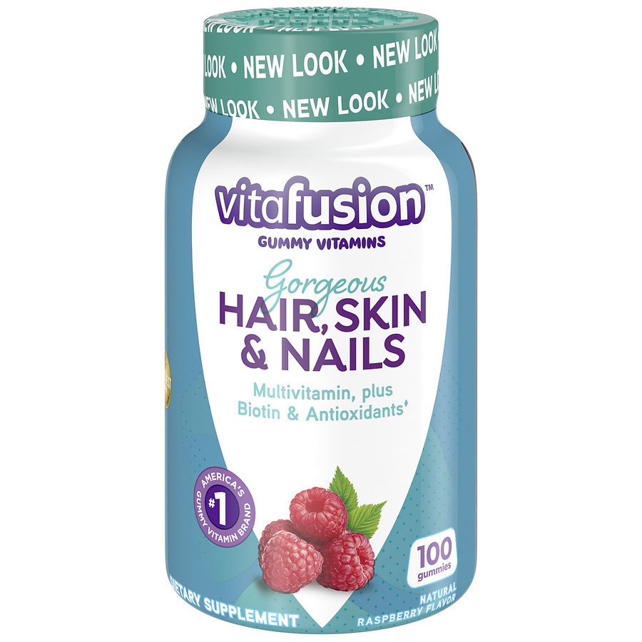 Vitafusion Gorgeous Hair Skin Nails Multivitamin Gummies Natural Raspberry Flavor