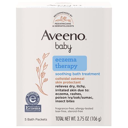 Aveeno Baby Eczema Therapy Soothing Bath Treatment With Natural Oatmeal Single Use Packets - 0.75 oz x 5 pack