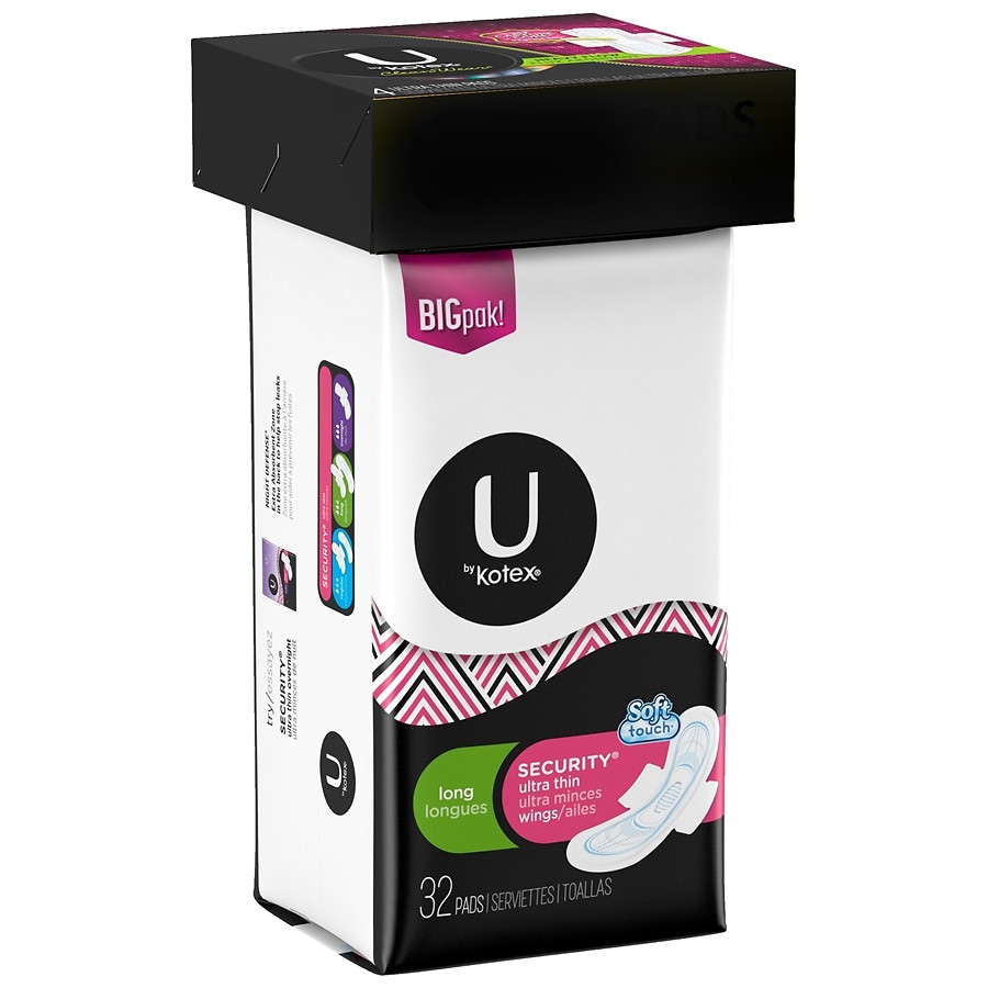  U by Kotex Security Ultra Thin Pads With Wings, Long 