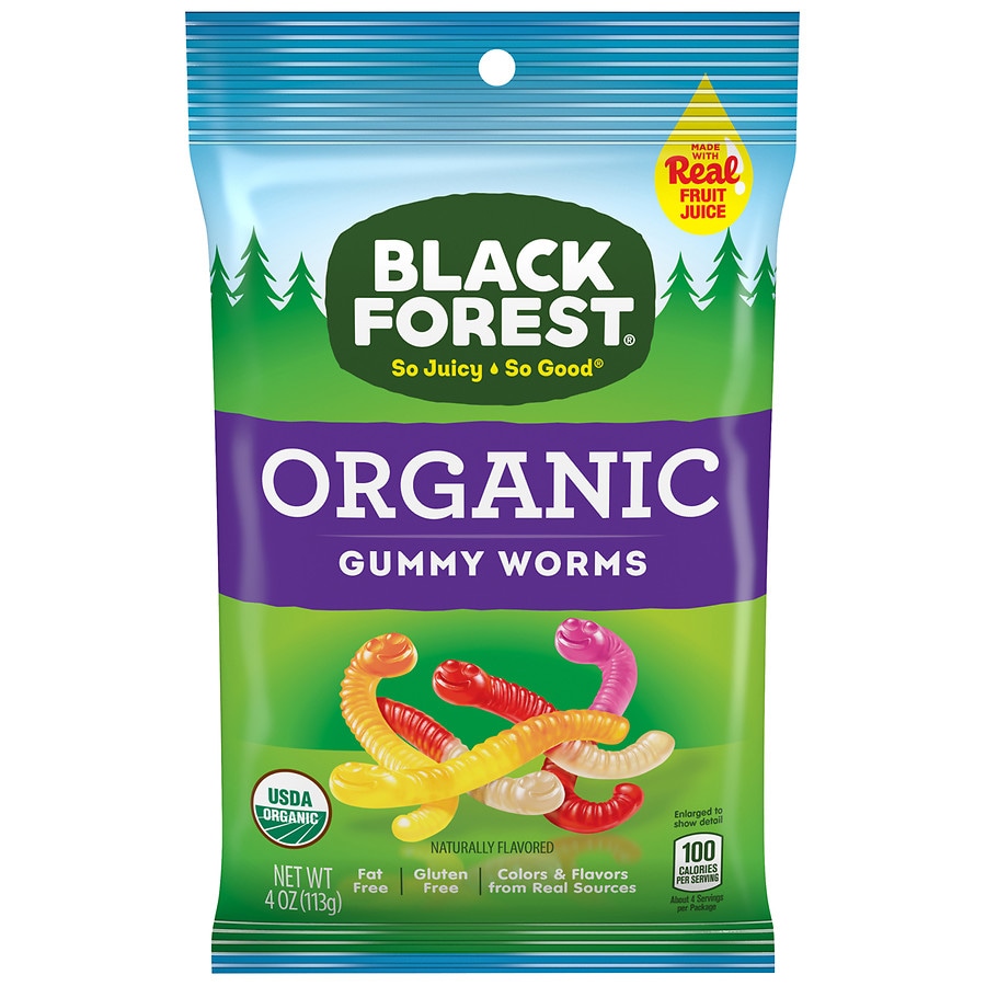  Black Forest Organic Worms Apple Cherry, Cherry Pineapple, Orange Lemon 