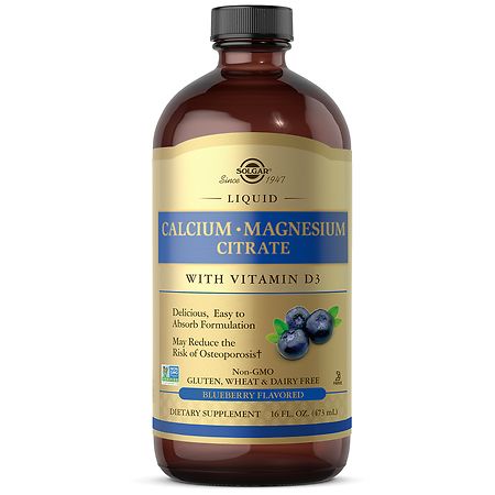 (EXP 11/2025 ) Solgar Calcium Magnesium Citrate Liquid with Vitamin D3 Natural Blueberry 16 fl oz