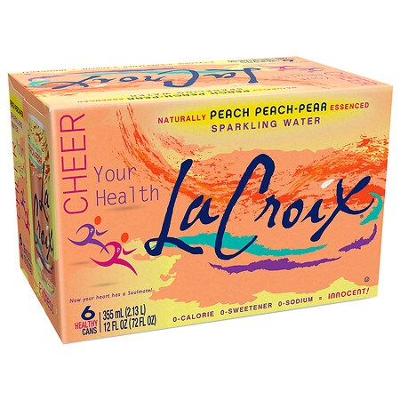 thumbnail image 2 of Free Shipping! LaCroix Peach-Pear Sparkling Water 12 Oz Cans 2/12 Pack Flavored Zero Calorie 2 of 13