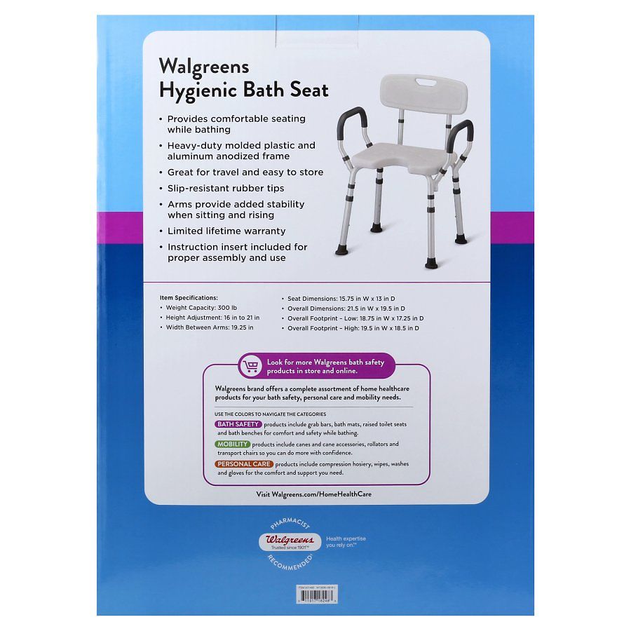 Walgreens Bath Seat With Arms Back Walgreens