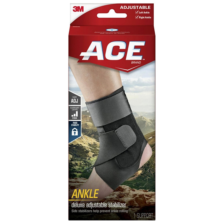 Ace Adjustable Brand Deluxe Ankle Stabilizer Adjustable Black | Walgreens