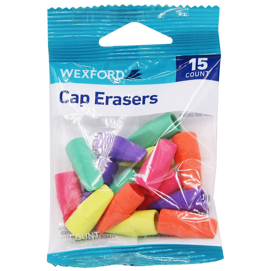 100 Pcs Pencil Cap Erasers Blue Pencil Top Eraser Cap 