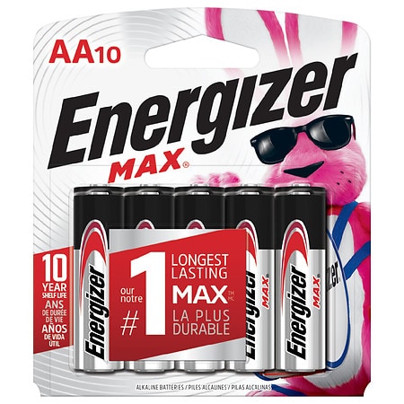 energizer max aa alkaline batteries 2500mah 10 piece retail packaging