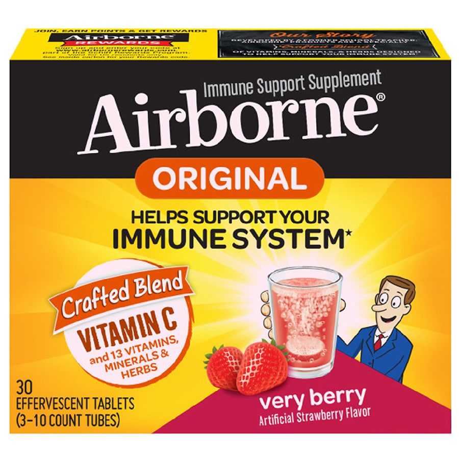  Airborne Vitamin C Immune Support Supplement Effervescent Tablets Very Berry 