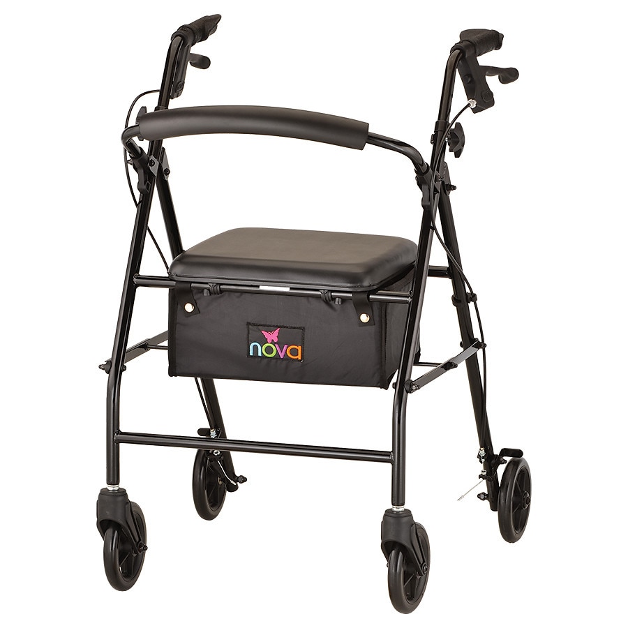 Nova Vibe Steel Rolling Walker with 6-inch Wheels Black