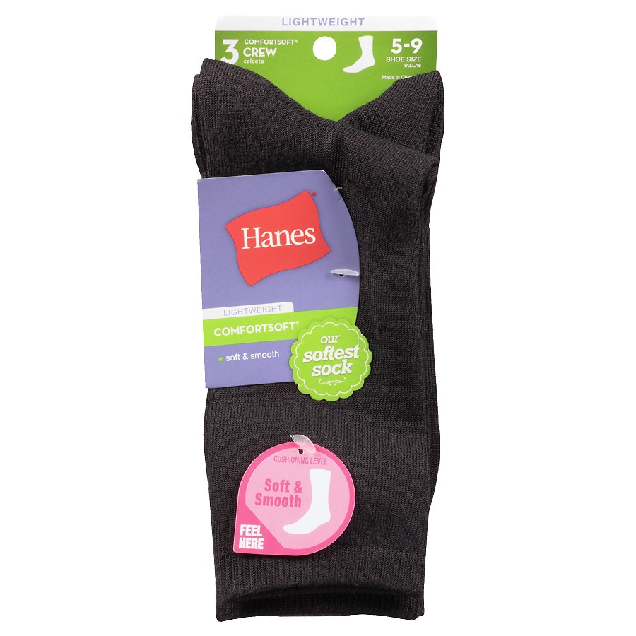 Hanes Comfortsoft Crew Socks Black Walgreens