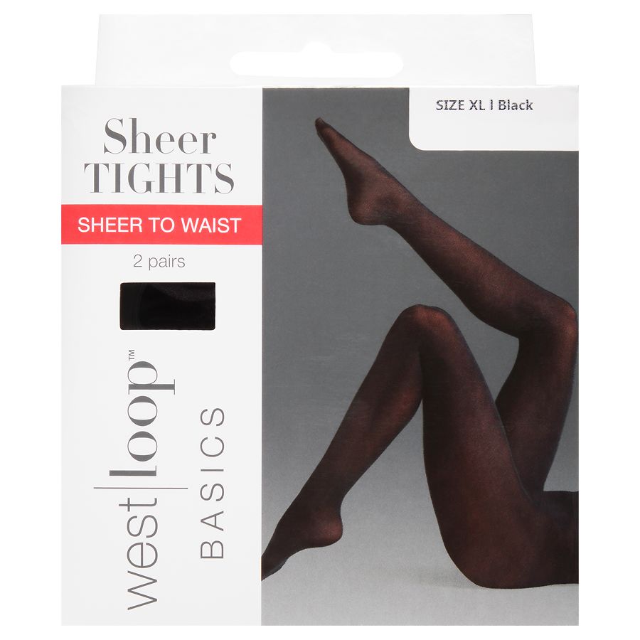 West Loop Sheer Tights Value Pack X-Large, Black