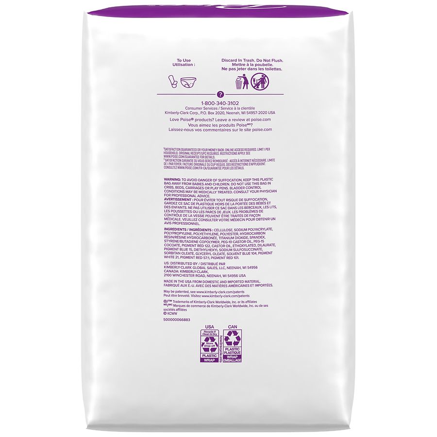 Poise Incontinence Pads, Moderate Absorbency, Regular 66 count Walgreens