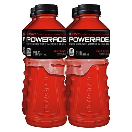 UPC 049000069198 product image for PowerAde Sports Drink Fruit Punch - 20 oz. x 4 pack | upcitemdb.com