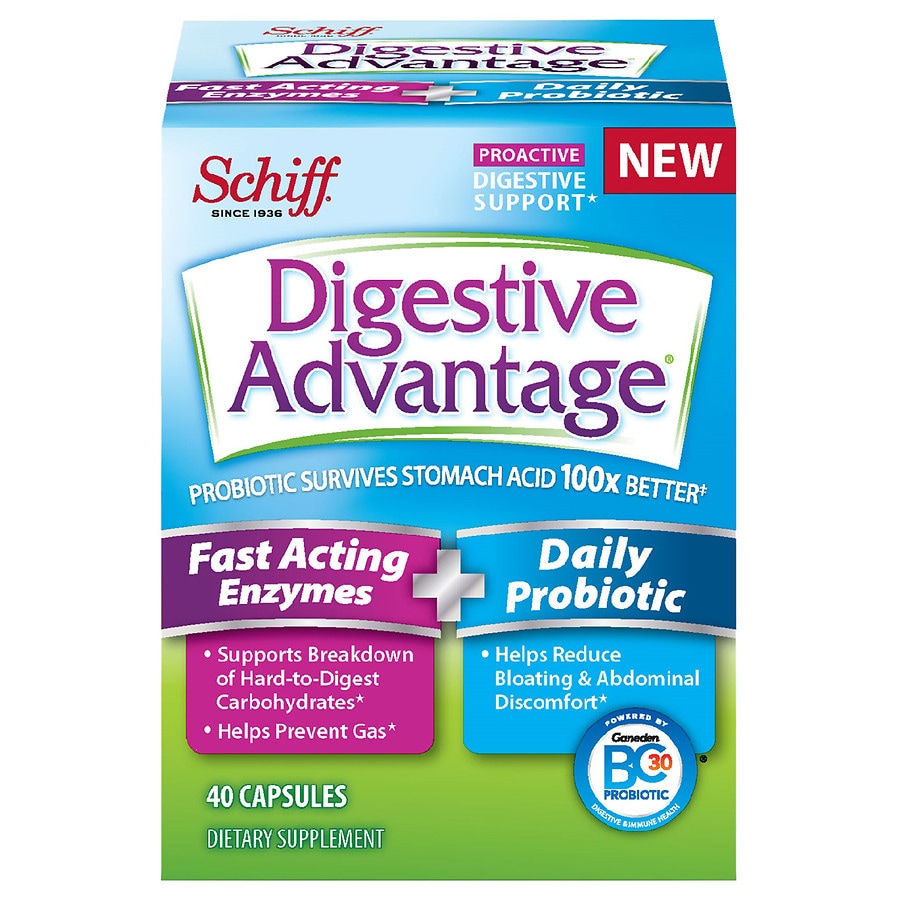  Digestive Advantage Fast Acting Enzymes + Daily Probiotic 