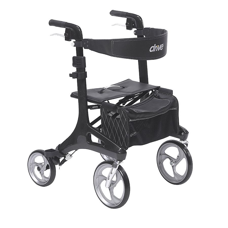 Drive Medical Nitro Elite CF Carbon Fiber Walker Rollator Black