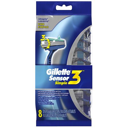 Gillette Sensor3 Simple Men's Disposable Razors - 8.0 ea
