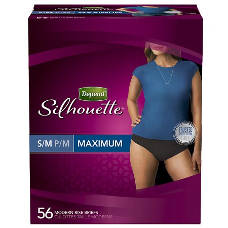 Depend Silhouette Incontinence Underwear for Women, Maximum Absorbency, Small/Medium - 56 ea