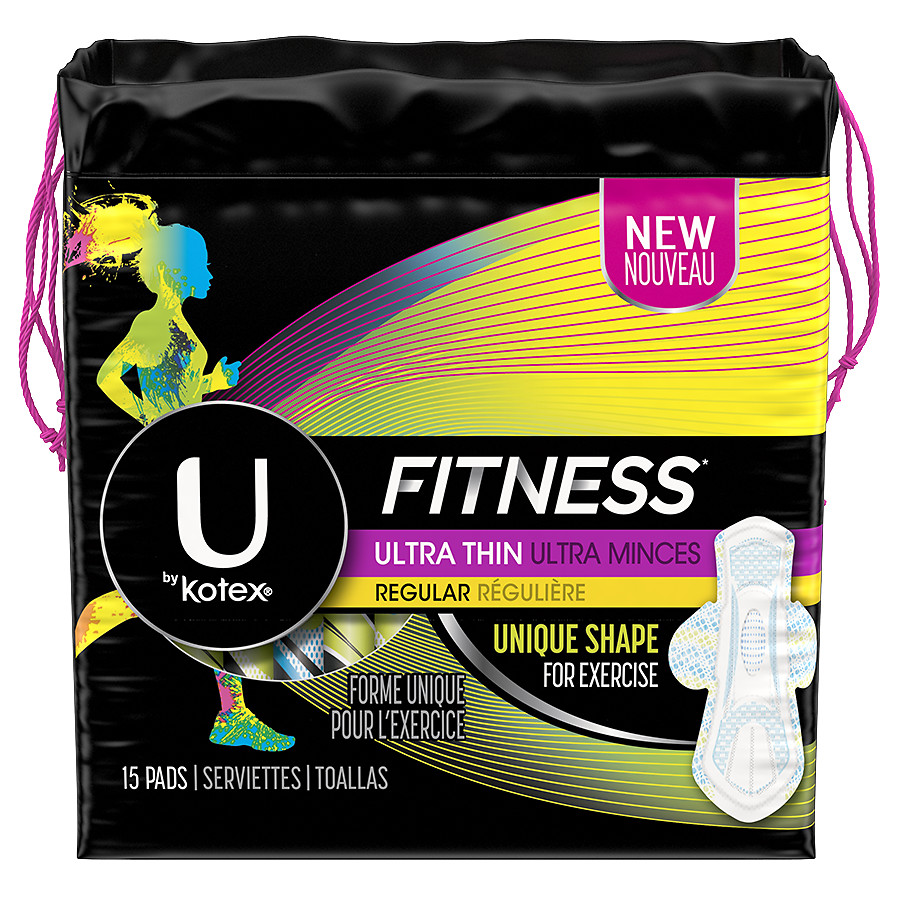 U by Kotex Fitness Ultra Thin Pads with Wings, Regular Absorbency