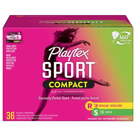 UPC 078300018278 product image for Playtex Sport Compact Regular/Super Tampons Unscented - 36.0 ea | upcitemdb.com