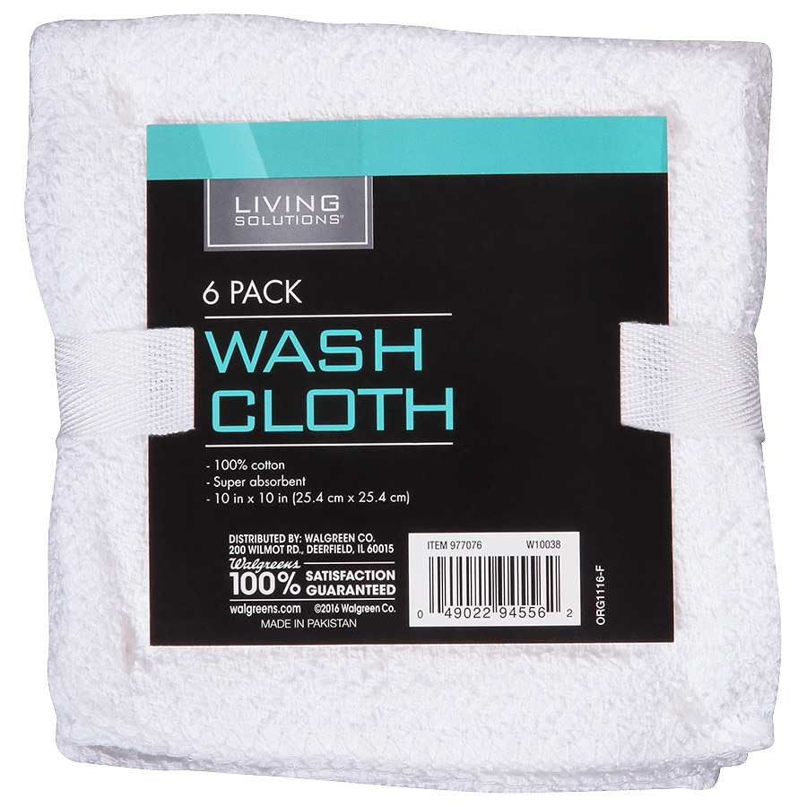  Living Solutions Washcloths Grey & White 