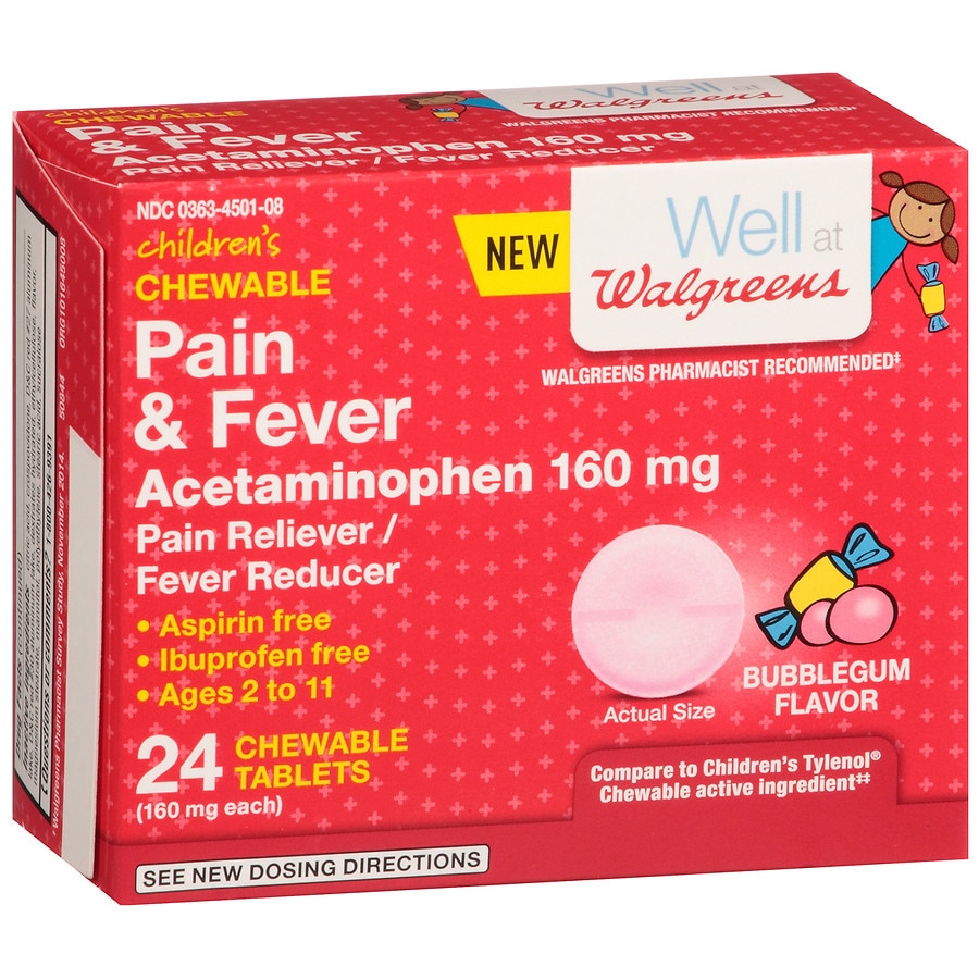 Walgreens Children's Pain & Fever Chewable Tablets Bubblegum