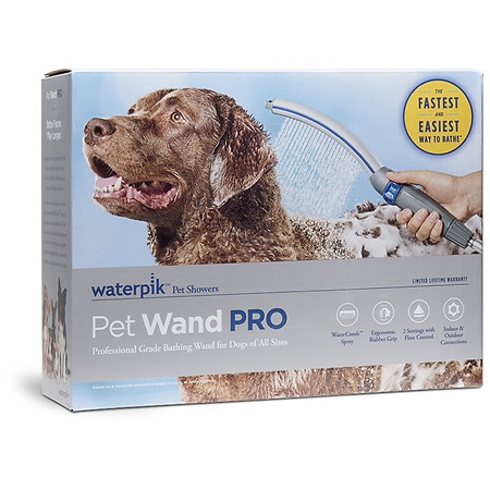 Waterpik PPR-252E Pet Wand Pro Shower Sprayer Attachment, 1.8 GPM, for Fast and Easy at Home Dog Cleaning, Blue/Grey (B088GTZ57S)