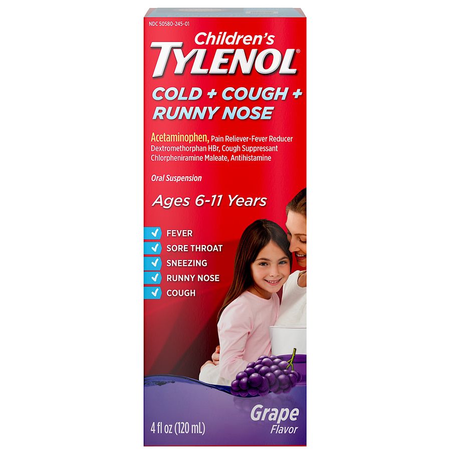 Children's TYLENOL Cold + Cough + Runny Nose Medicine Grape