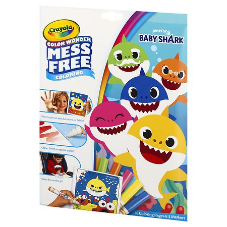 Crayola Baby Shark Color Wonder Mess Free Coloring Pages Assorted Colors