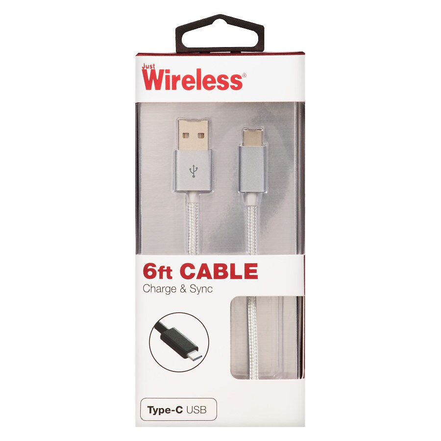 Just Wireless Braided Usb Cable 6 Foot White Walgreens