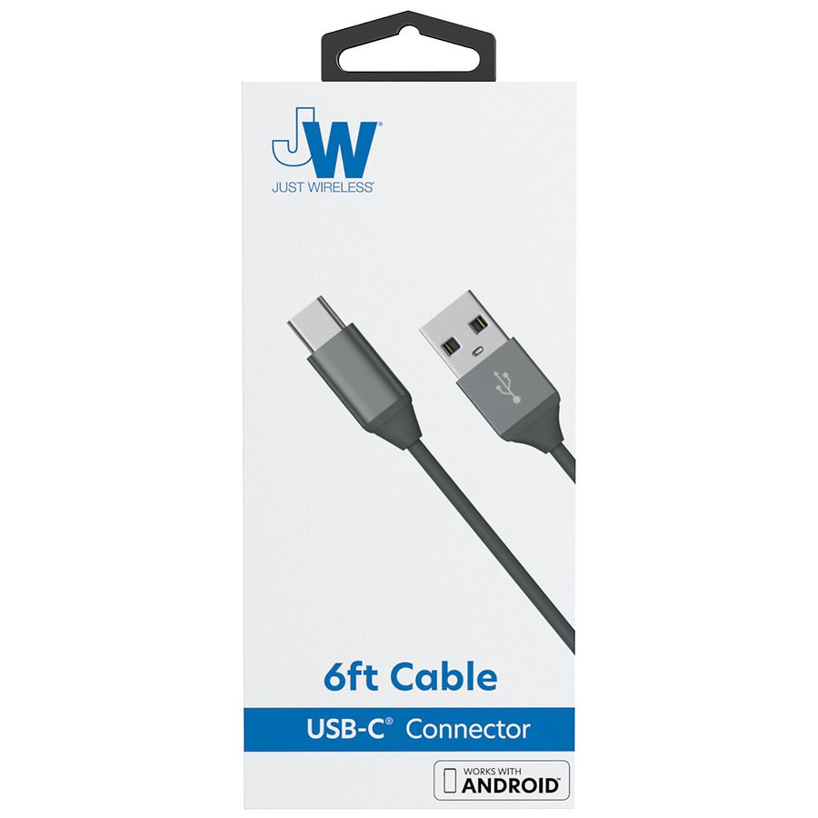 Just Wireless USB Type C Cable 6 foot Black | Walgreens
