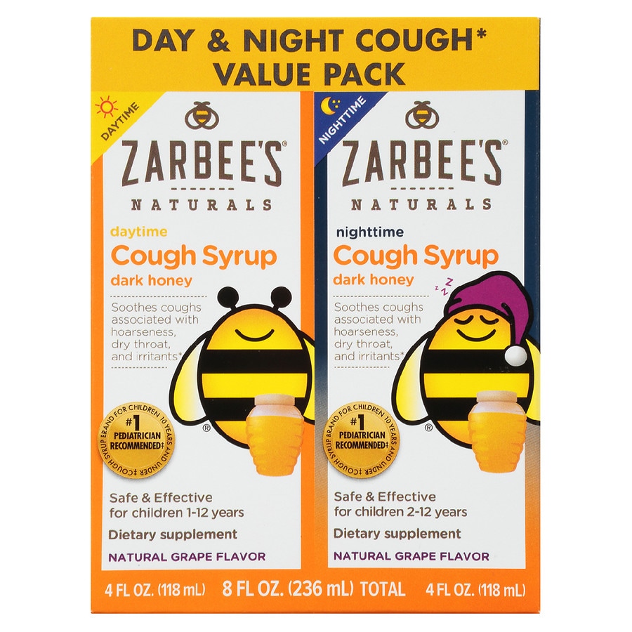  ZarBee's Naturals Children's Cough Syrup Day & Night with Honey Grape 