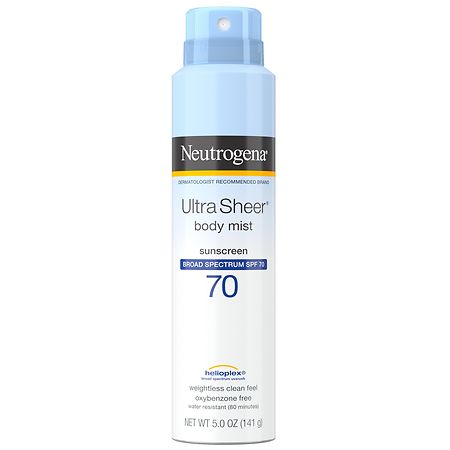 Neutrogena Ultra Sheer Lightweight Sunscreen Spray, SPF 70+, 5 oz pack of 3