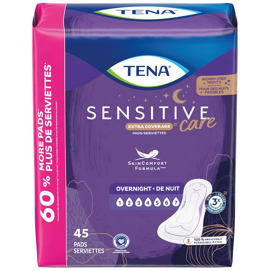 Photo 1 of TENA Intimates Bladder Control & Postpartum for Women Incontinence Pads - Overnight Absorbency - Extra Coverage - 45ct
