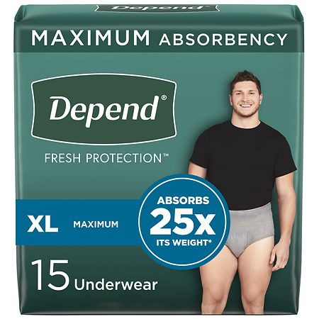 Depend Incontinence Underwear for Men, Maximum Absorbency X-Large - 15.0 ea